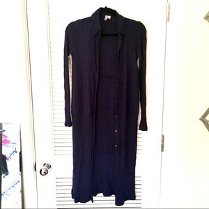 ASOS Navy Blue Pinstriped Midi Long Sleeve Dress